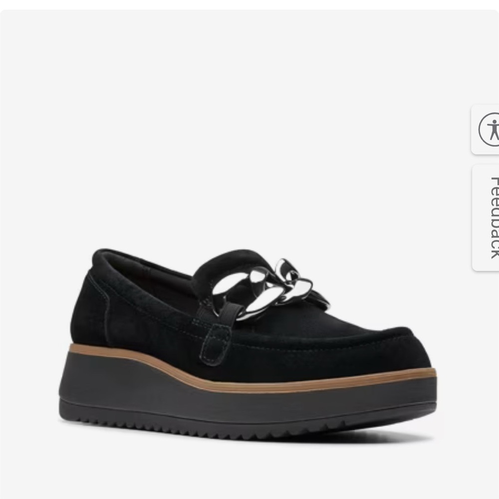 New Clarks Zylah May Black Suede Loafer, 5.5M